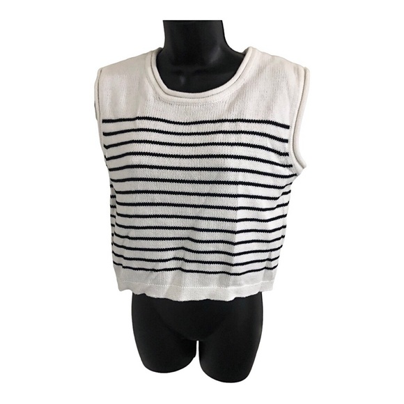 Jessica Simpson white‎ black rolled neck sleeveless sweater size XL new - Picture 1 of 9